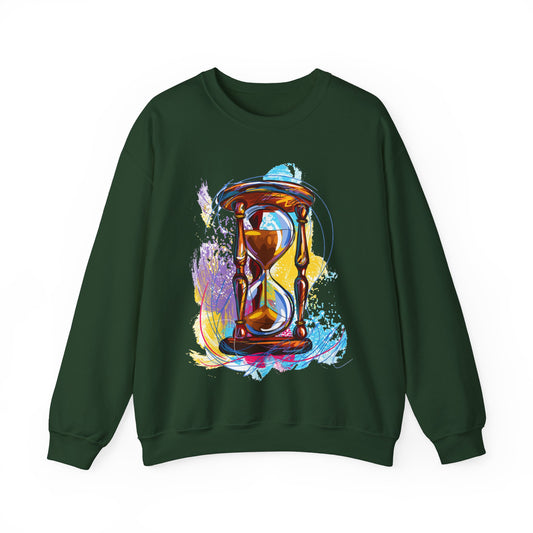 Unisex Heavy Blend Crewneck Sweatshirt, watercolor hourglass, colorful hourglass, time keeping, hourglass