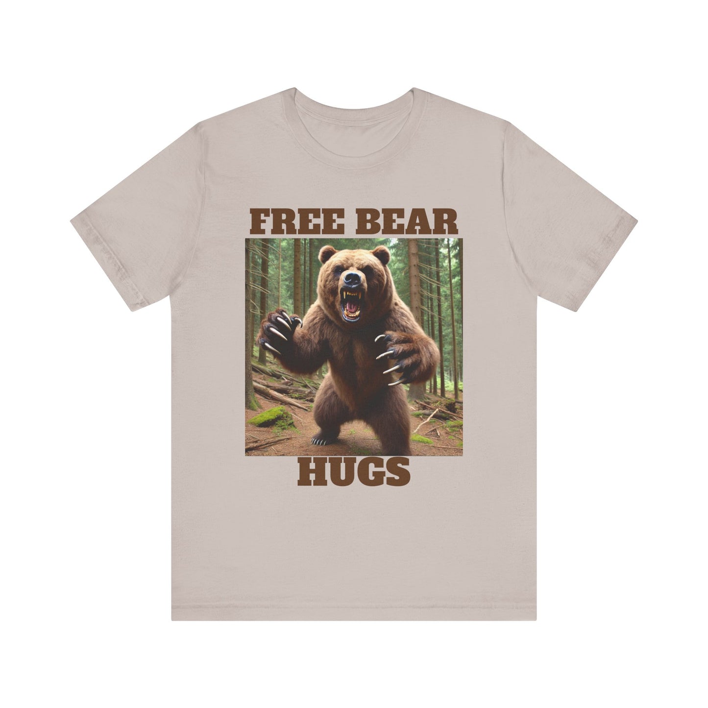 Free Bear Hugs T-Shirt, Cute Quote Tee, Bear Lover Gift, Funny Animal Graphic Shirt, Unisex Jersey Top