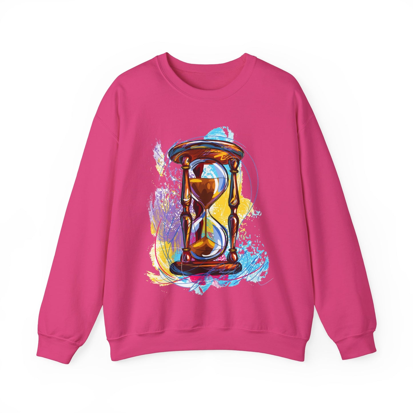 Unisex Heavy Blend Crewneck Sweatshirt, watercolor hourglass, colorful hourglass, time keeping, hourglass