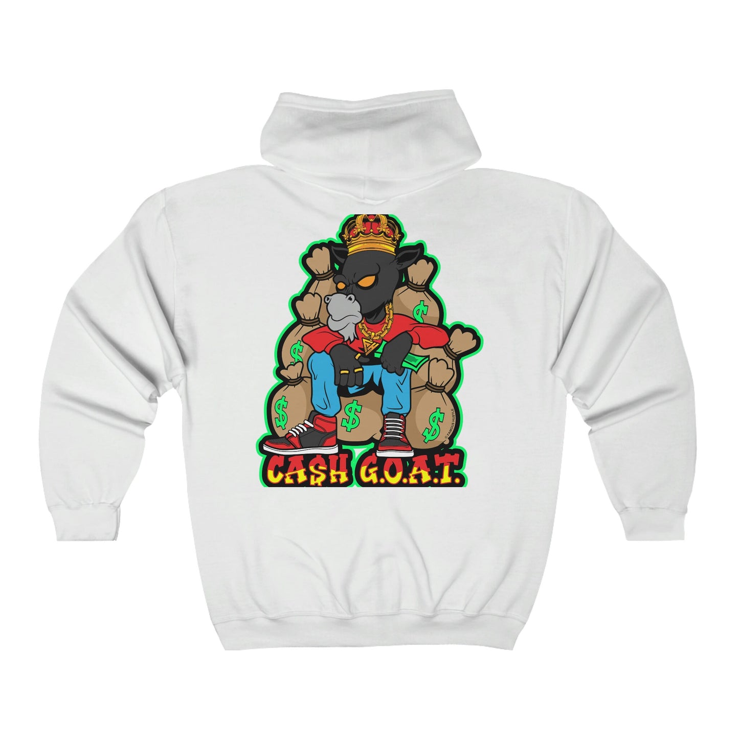 Unisex Heavy Blend Full Zip Hooded Sweatshirt, Greatest of all time, GOAT, Hoodie Red, Drip