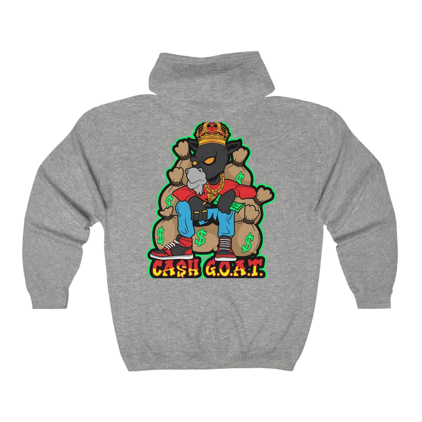 Unisex Heavy Blend Full Zip Hooded Sweatshirt, Greatest of all time, GOAT, Hoodie Red, Drip