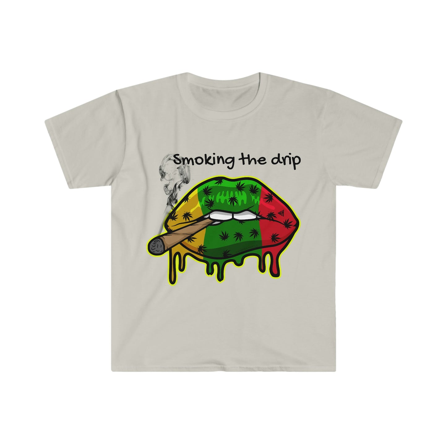 Unisex Softstyle T-Shirt, lips, weed, smoke
