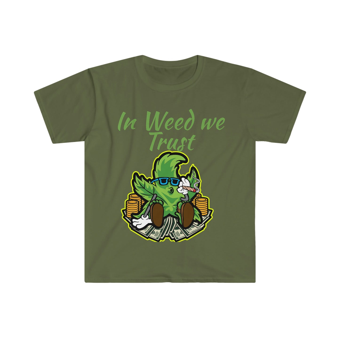Unisex Softstyle T-Shirt, Trust weed, smoke, green, weed, money, stacks, cash
