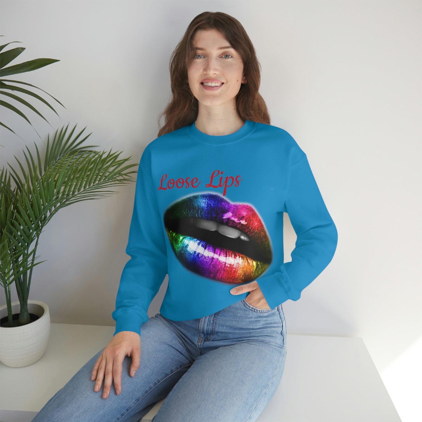 Sweatshirt Rainbow Lips, Loose Lips