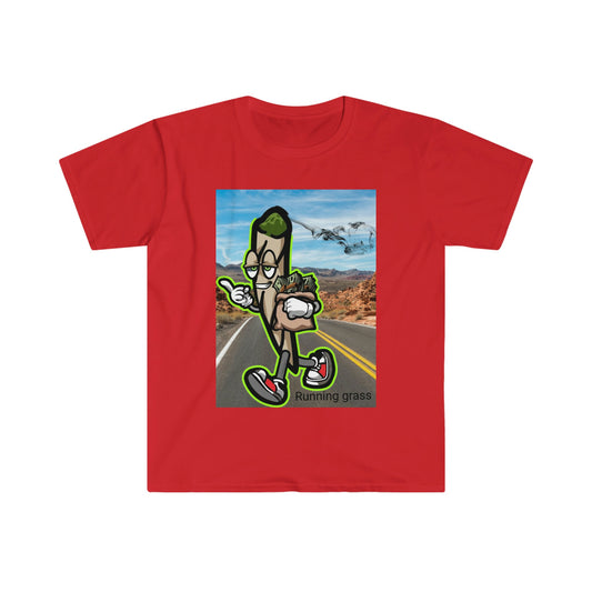 Unisex Softstyle T-Shirt, Running grass, weed, road, walking, money