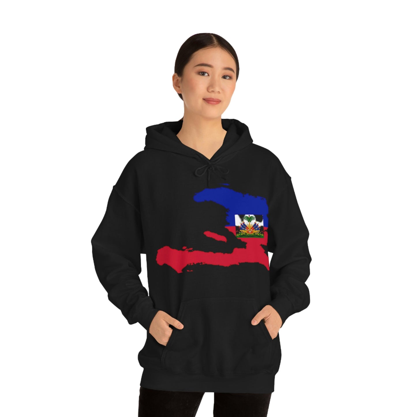 Unisex Heavy Blend Hooded Sweatshirt, Flag Haitian, coat of arms, Haiti