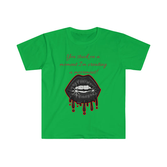 Unisex Softstyle T-Shirt, Lips, dripping lips, sparkling lips, mouth