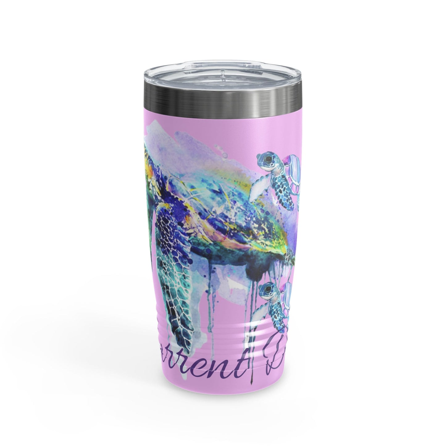 Ringneck Tumbler, 20oz, Watercolors, sea turtle, baby sea turtle, ocean turtle, water, paint