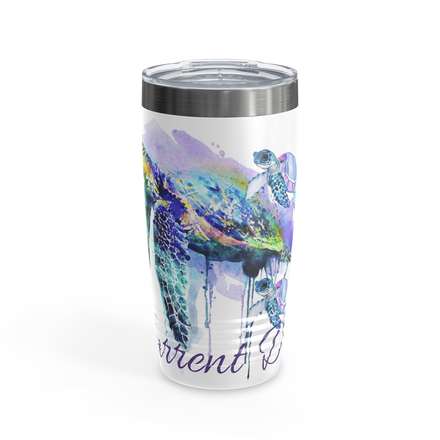 Ringneck Tumbler, 20oz, Watercolors, sea turtle, baby sea turtle, ocean turtle, water, paint