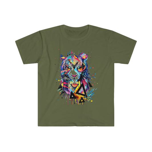 Unisex Softstyle T-Shirt, colorful tiger, watercolor animal, vibrant tiger