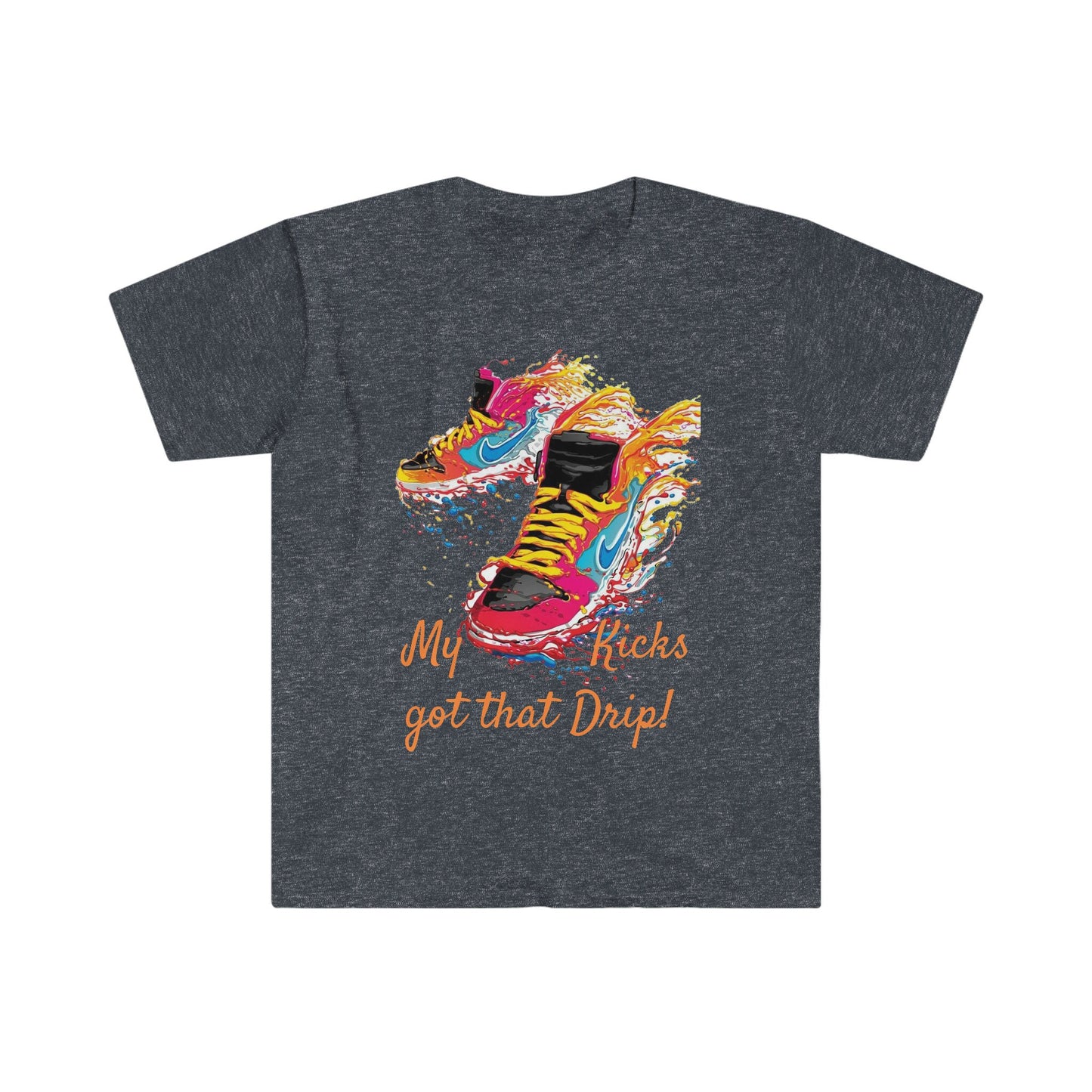 Unisex Softstyle T-Shirt, Dripping kicks, fresh kicks, sneakers, colorful sneakers, bright colors nikes
