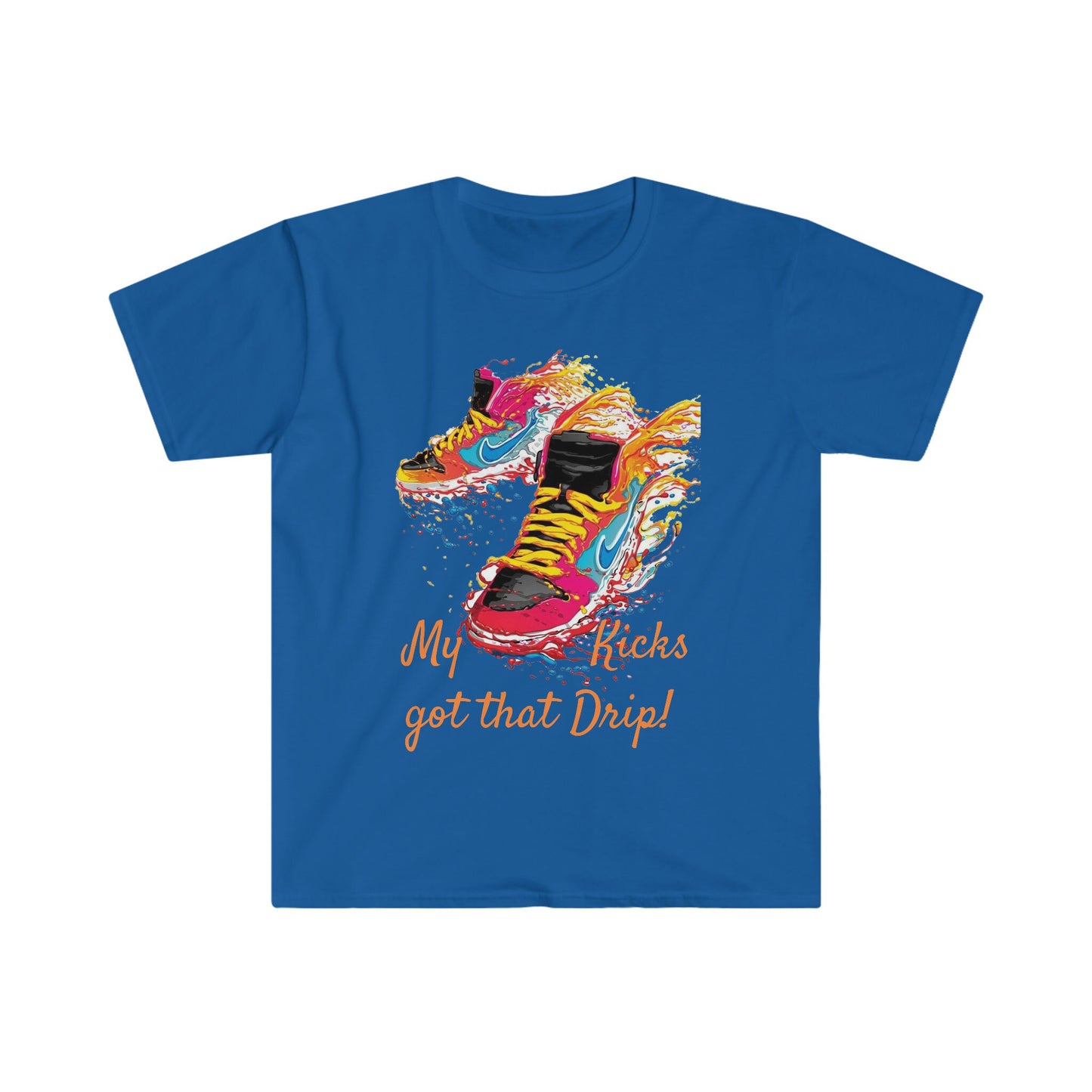 Unisex Softstyle T-Shirt, Dripping kicks, fresh kicks, sneakers, colorful sneakers, bright colors nikes