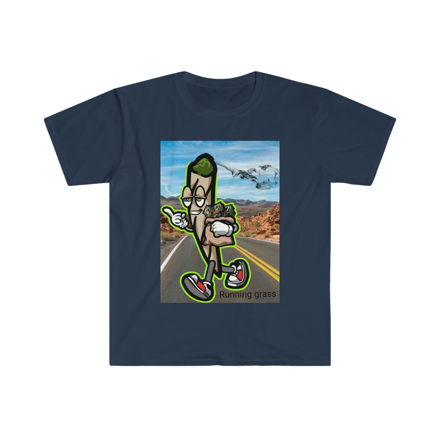 Unisex Softstyle T-Shirt, Running grass, weed, road, walking, money