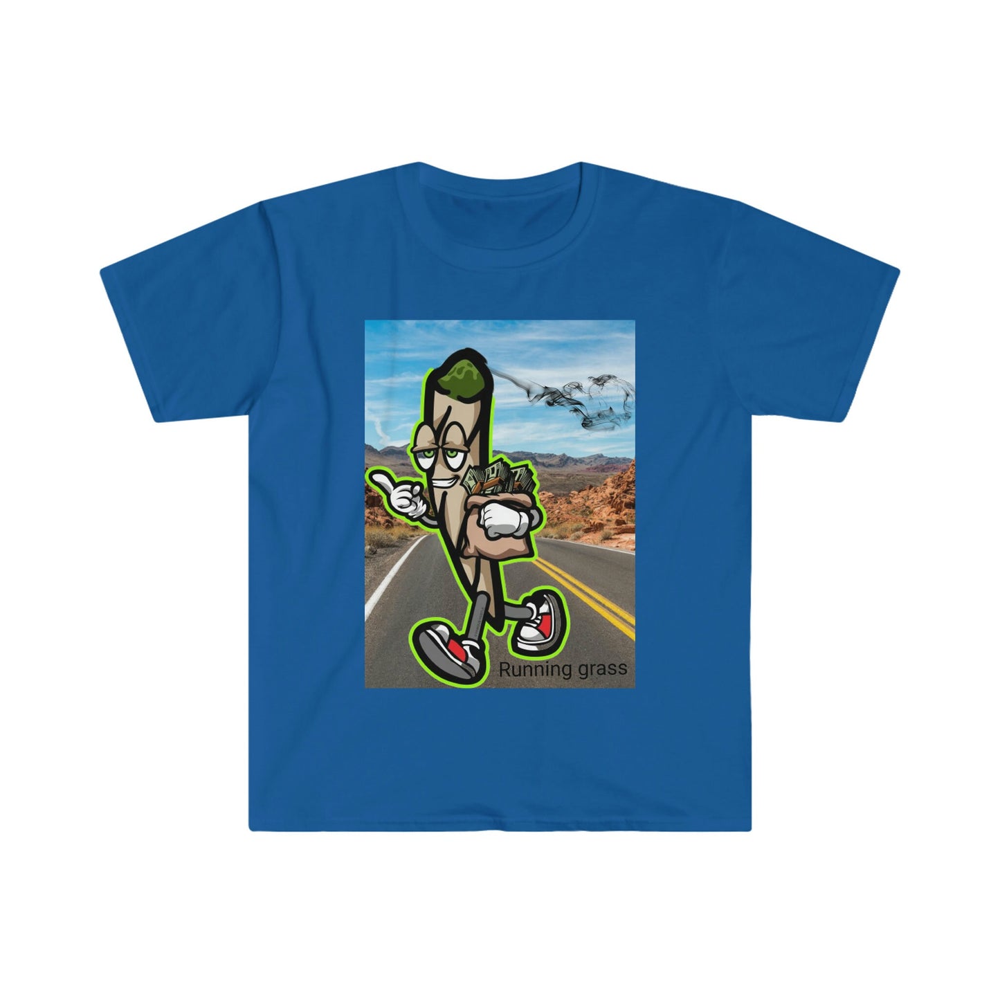 Unisex Softstyle T-Shirt, Running grass, weed, road, walking, money