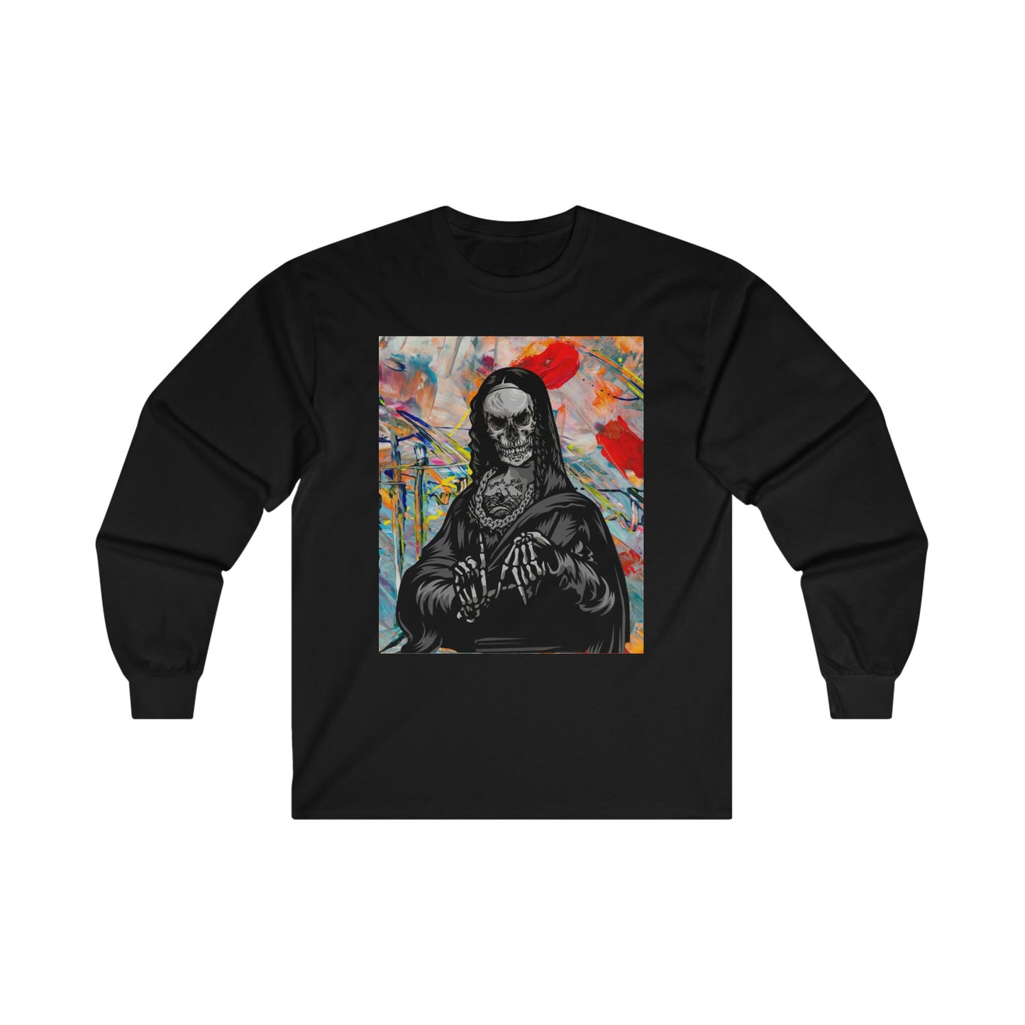 Ultra Cotton Long Sleeve Tee, Mona Lisa art