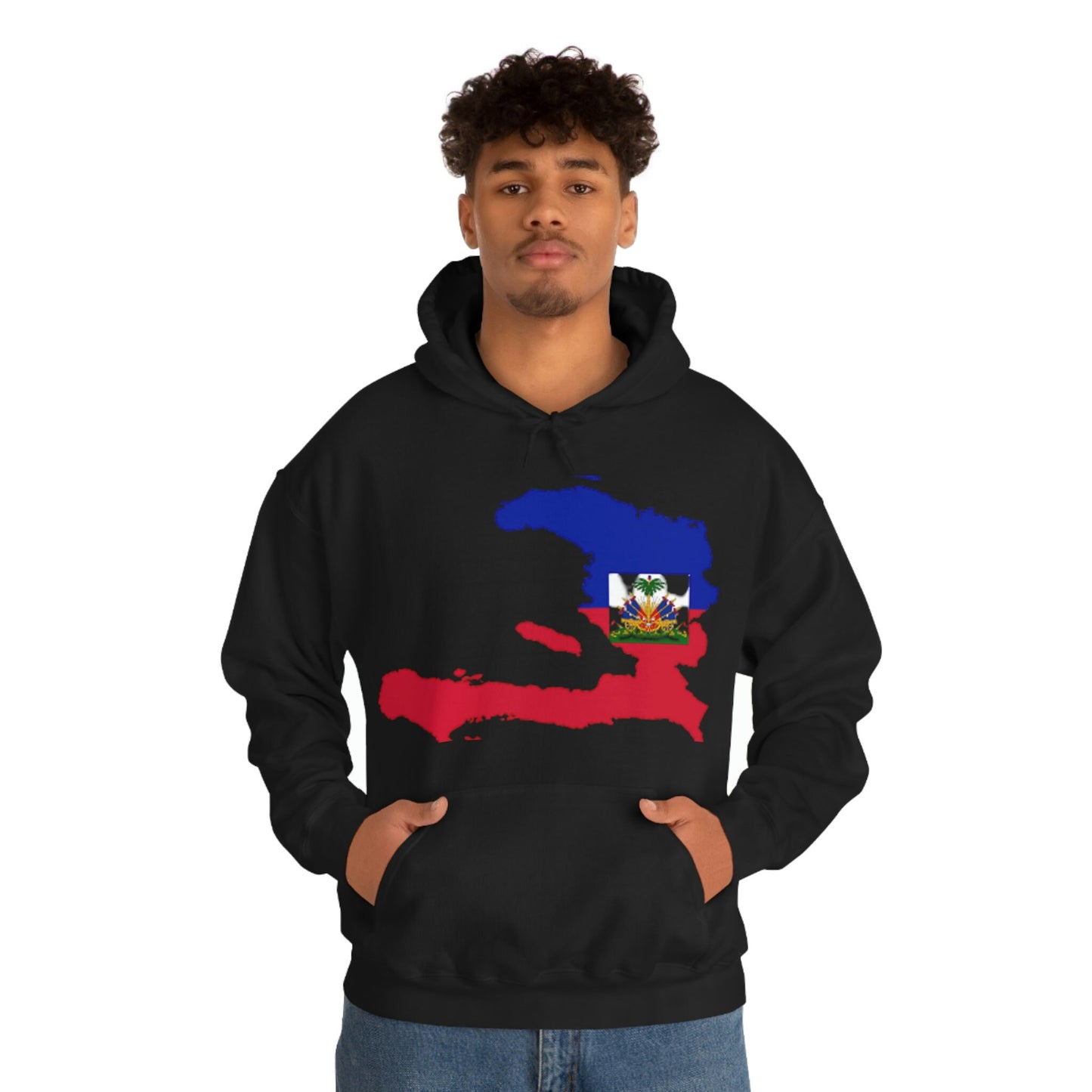 Unisex Heavy Blend Hooded Sweatshirt, Flag Haitian, coat of arms, Haiti