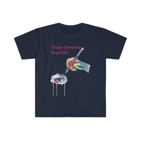 Unisex Softstyle T-Shirt, Watercolor Painting, watercolor eye, paintbrush, Dripping eye, drip paint