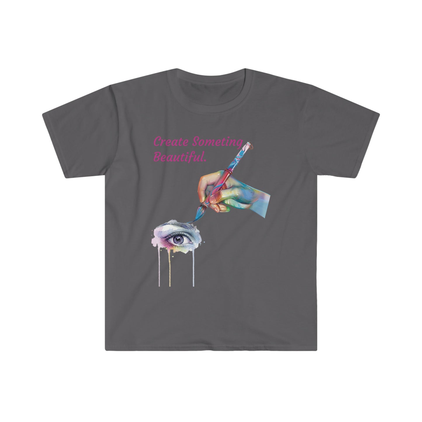 Unisex Softstyle T-Shirt, Watercolor Painting, watercolor eye, paintbrush, Dripping eye, drip paint