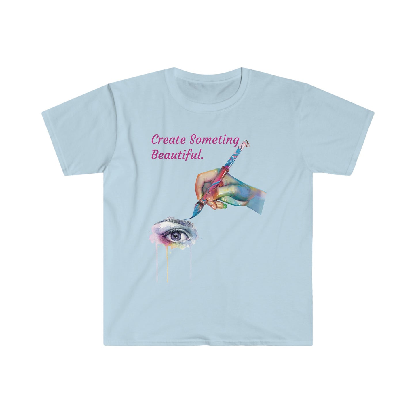 Unisex Softstyle T-Shirt, Watercolor Painting, watercolor eye, paintbrush, Dripping eye, drip paint