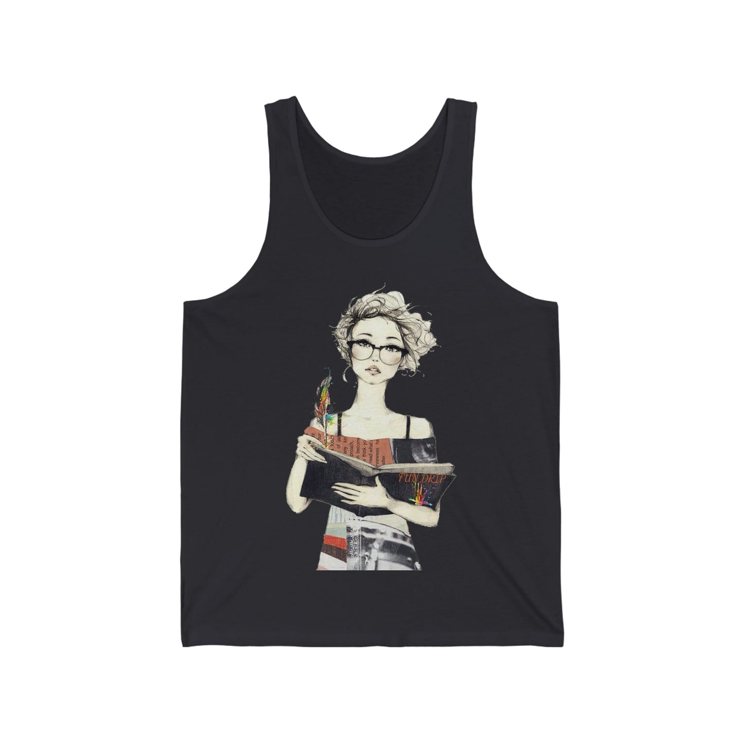 Unisex Jersey Tank, Reading, girl reading a book, books, Reading