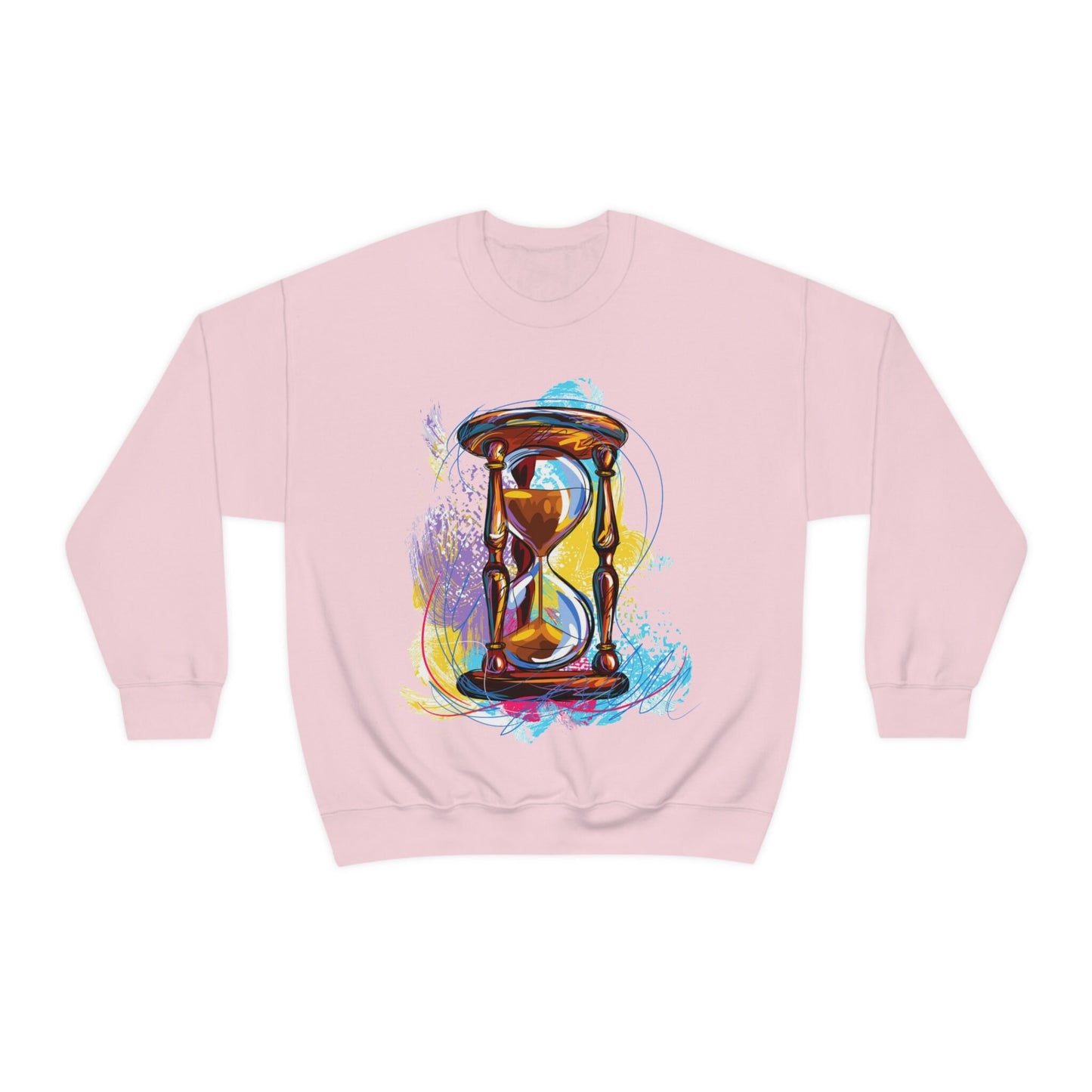 Crewneck Sweatshirt, watercolor hourglass, colorful hourglass, time keeping, hourglass