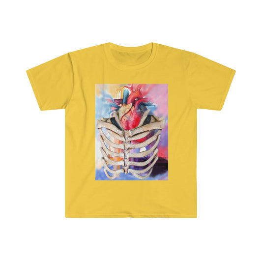 Unisex Softstyle T-Shirt, watercolor heart, rib cage, heart ribcage, watercolor
