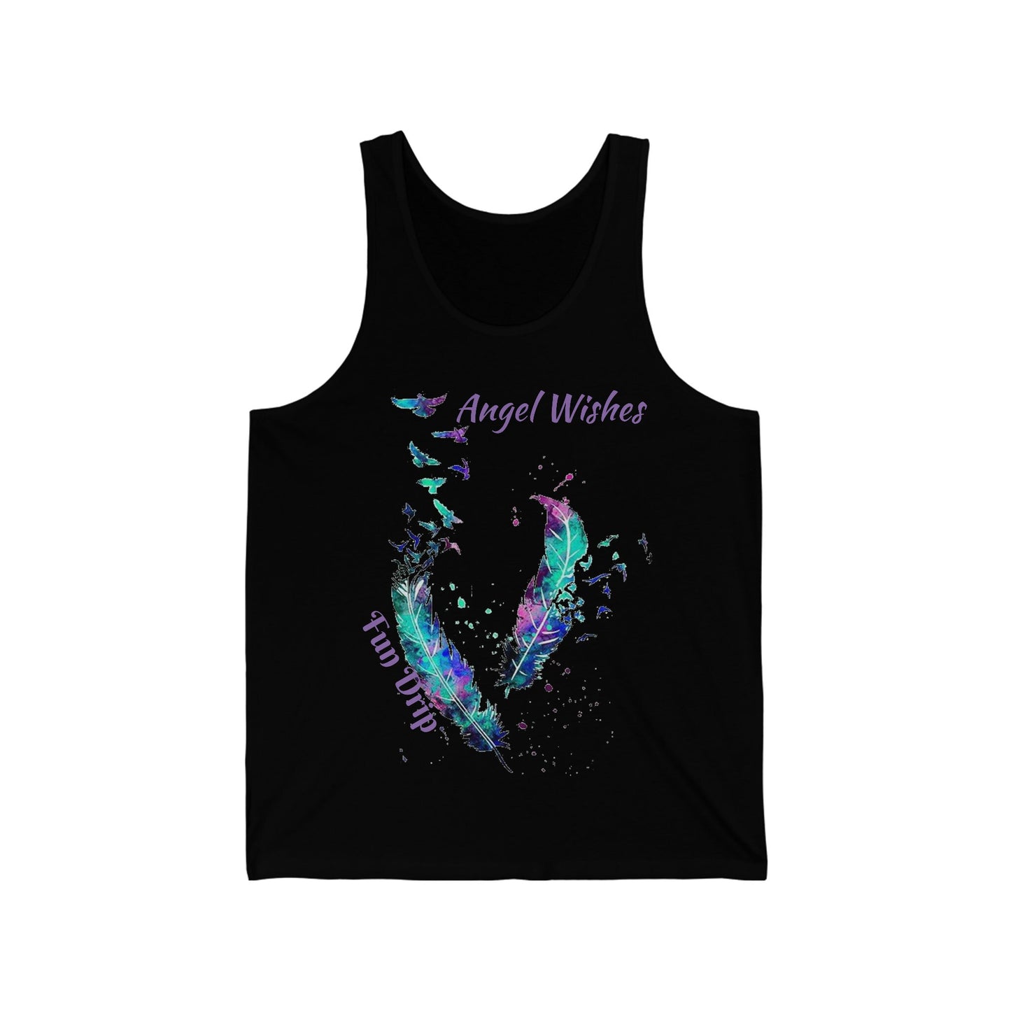 Unisex Jersey Tank, Feather, colorful birds, flock birds, angel wings, colorful feather,