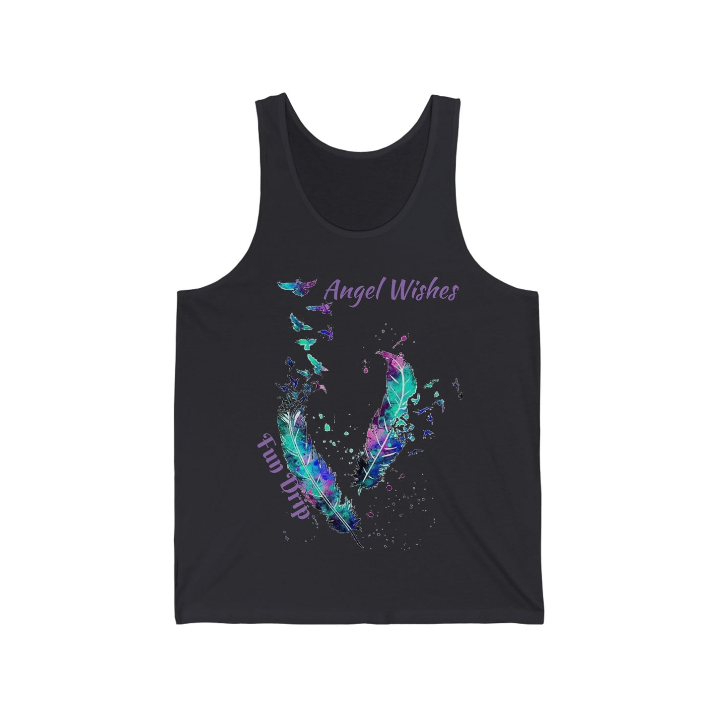 Unisex Jersey Tank, Feather, colorful birds, flock birds, angel wings, colorful feather,