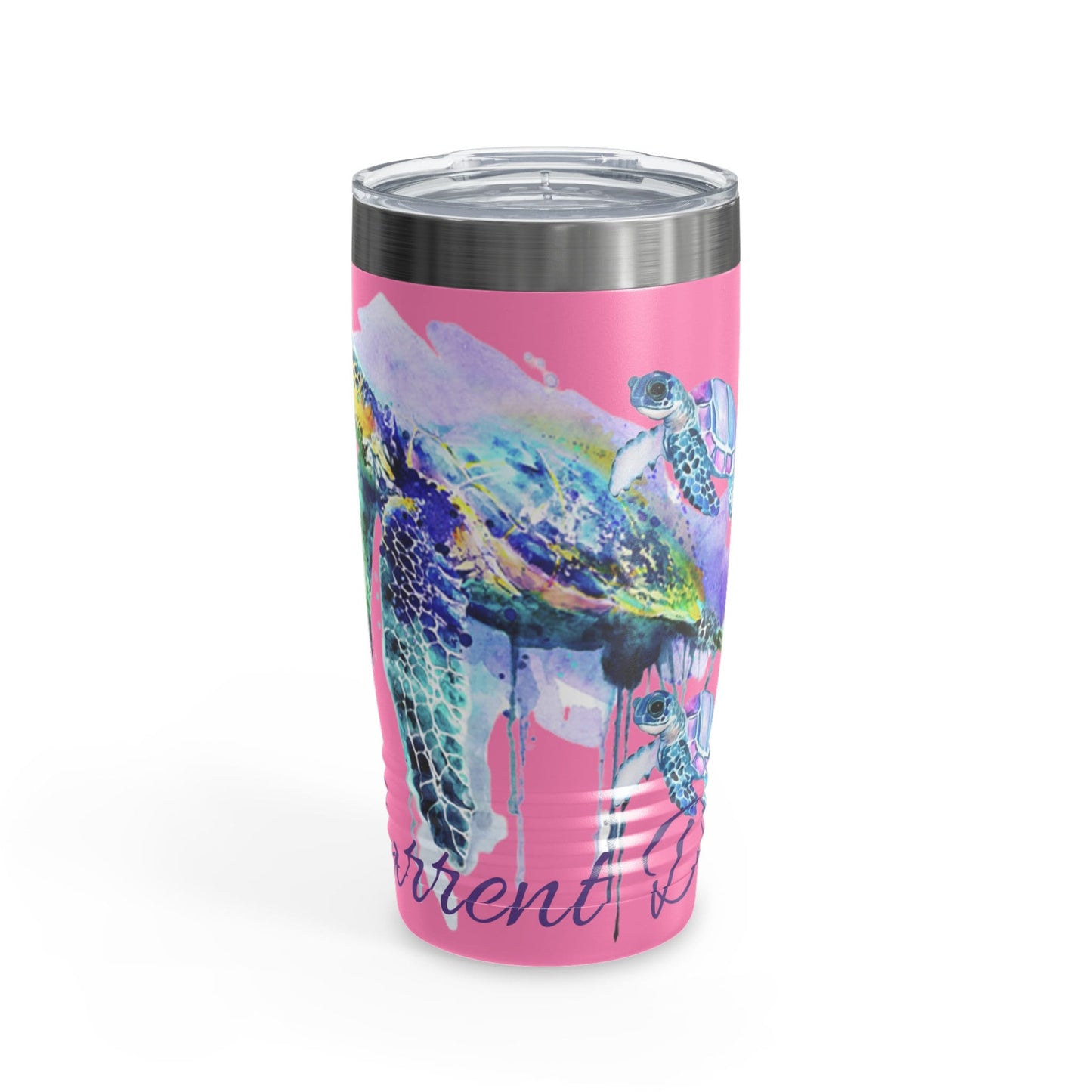 Ringneck Tumbler, 20oz, Watercolors, sea turtle, baby sea turtle, ocean turtle, water, paint