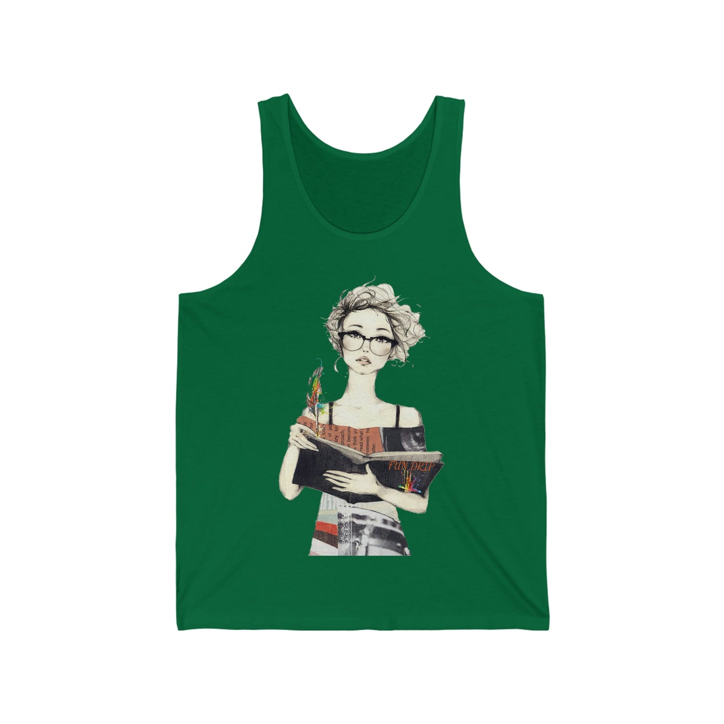 Unisex Jersey Tank, Reading, girl reading a book, books, Reading