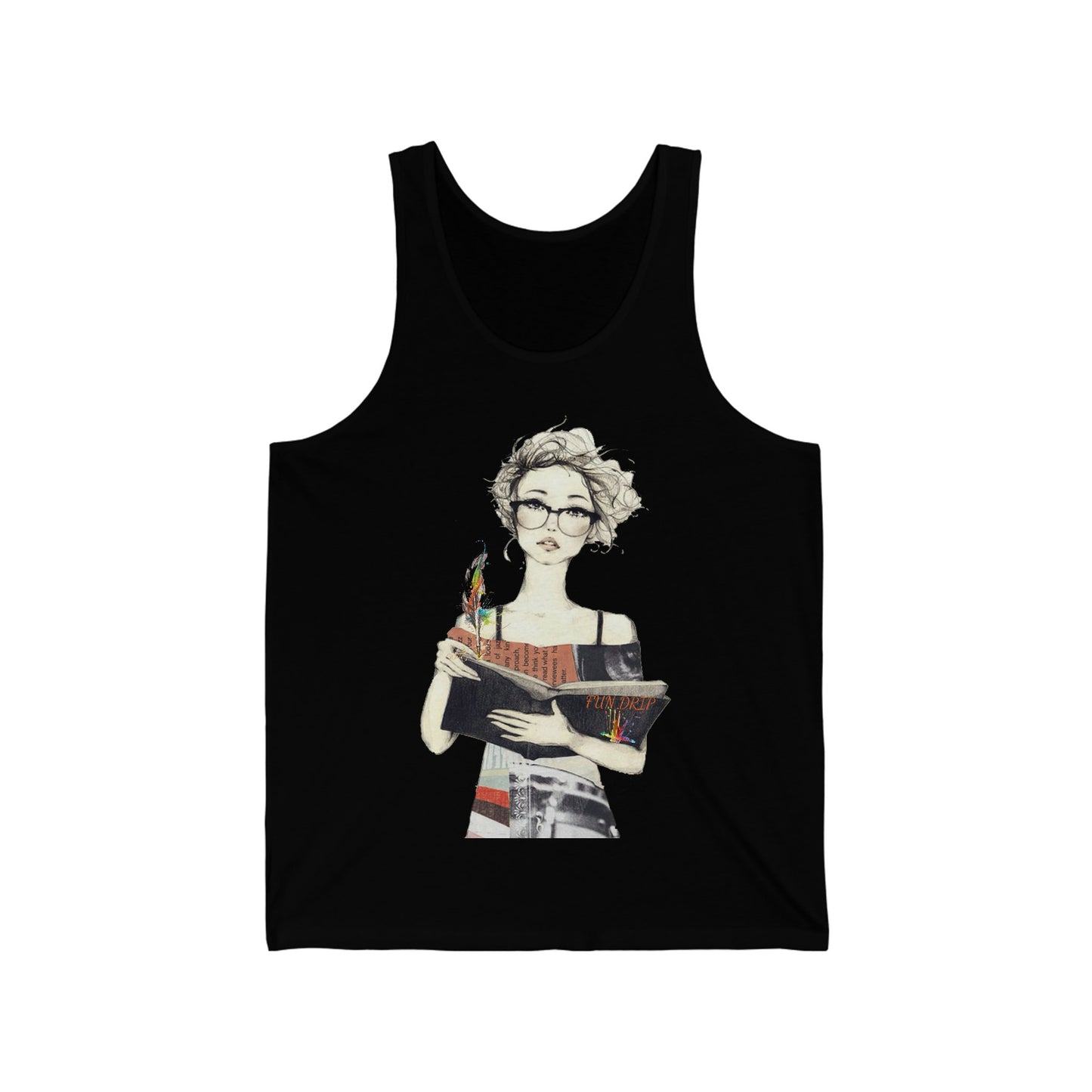 Unisex Jersey Tank, Reading, girl reading a book, books, Reading