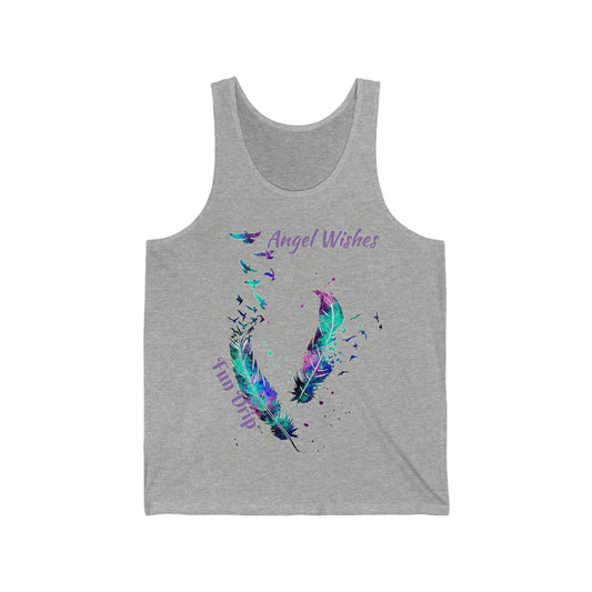 Unisex Jersey Tank, Feather, colorful birds, flock birds, angel wings, colorful feather,