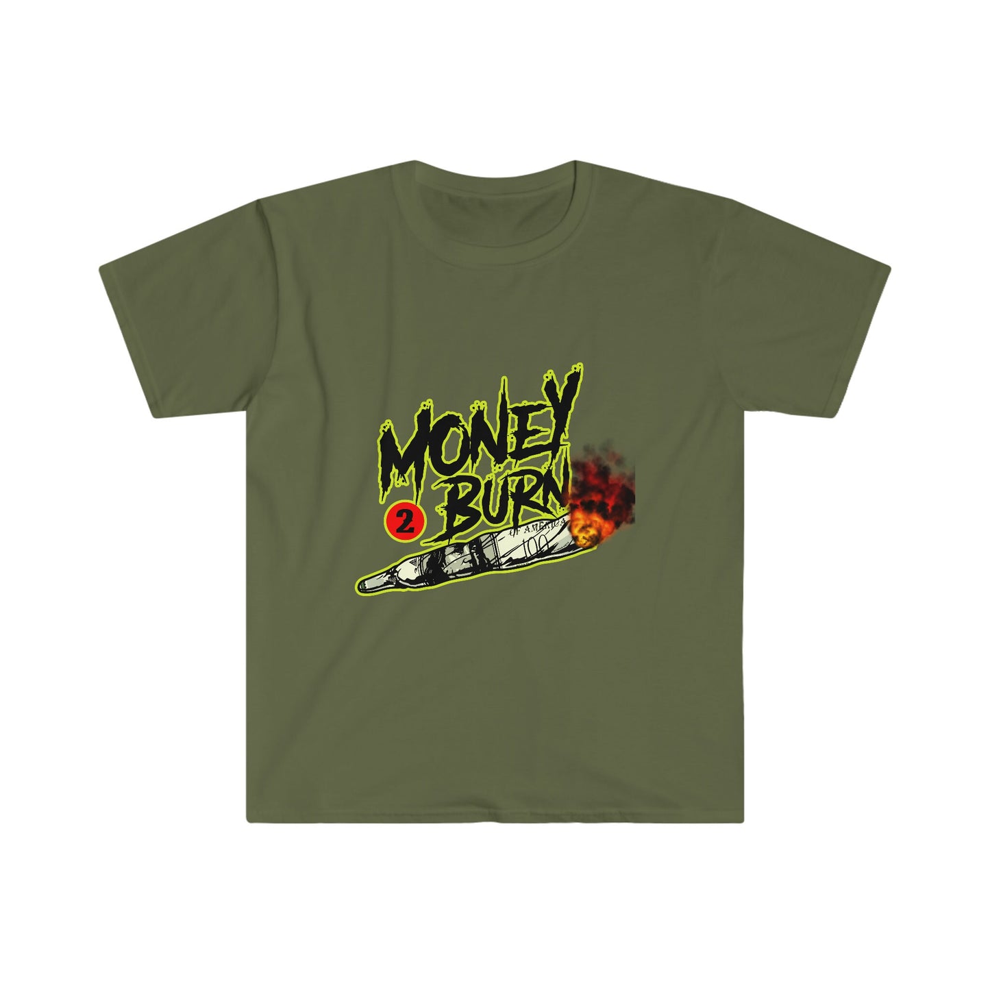 Unisex Softstyle T-Shirt, money, money to burn, fire, burning money