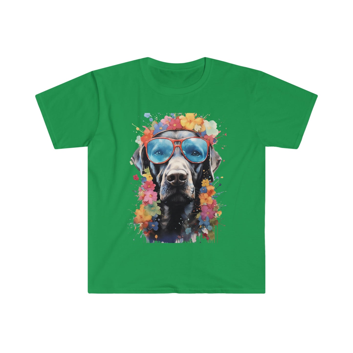 Dog with flowers, dog with glasses, dog, flower crown, Weimaraner with glasses and a flower crown
