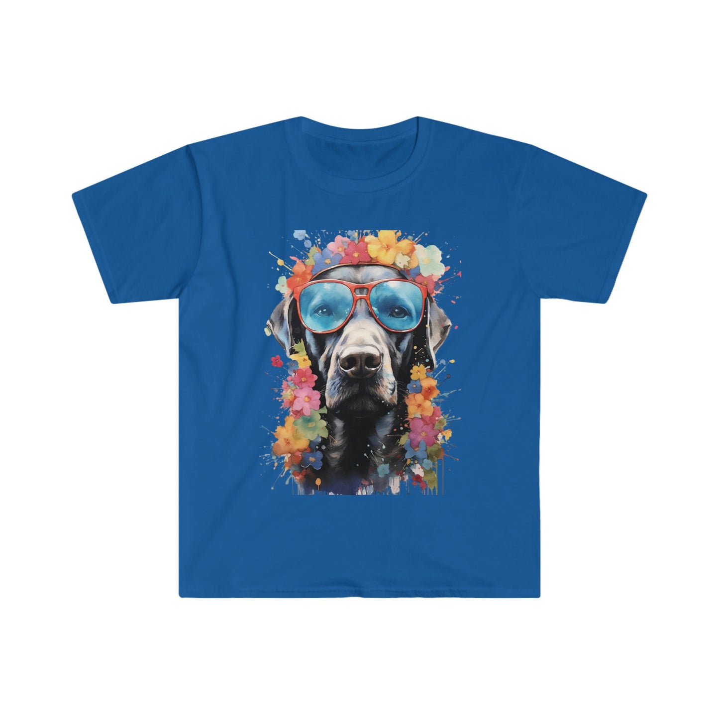 Dog with flowers, dog with glasses, dog, flower crown, Weimaraner with glasses and a flower crown